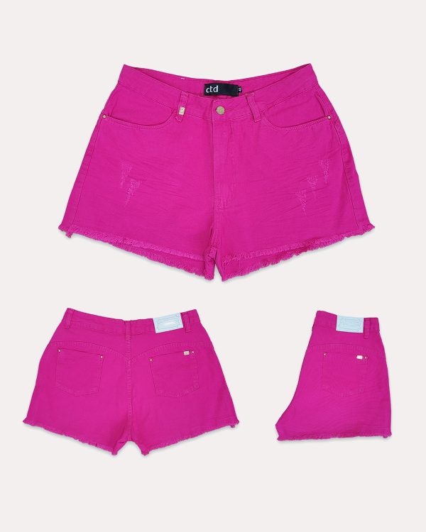 Shorts Pink Barra Desfiada Feminino - Image 6