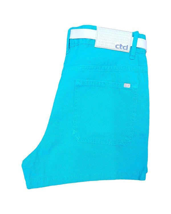 Shorts Sarja Azul Turquesa C/ Cinto Feminino - Imagem 3