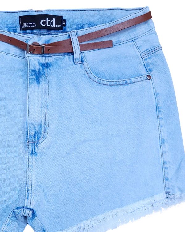 Shorts Jeans Delavê C/ Cinto Feminino - Image 2