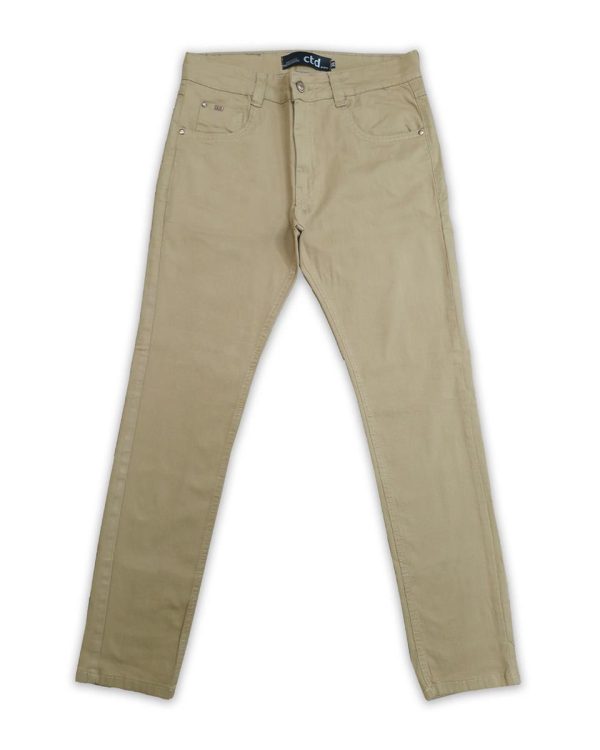 Calça Sarja Bege Slim Masculina