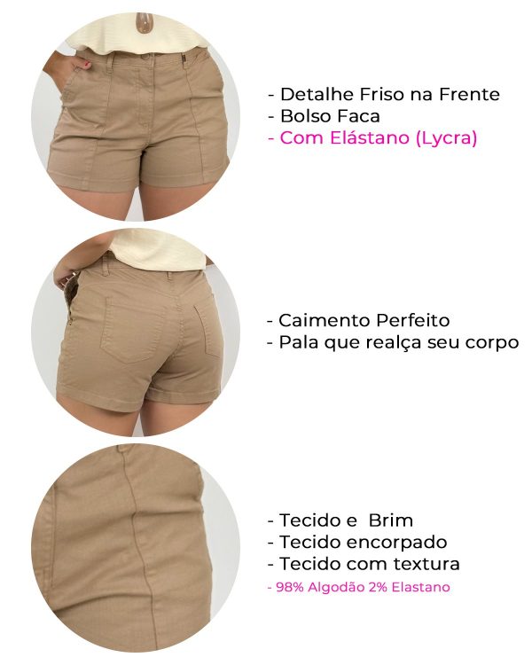 Shorts em Brim Caramelo Bolso Faca - Imagem 4