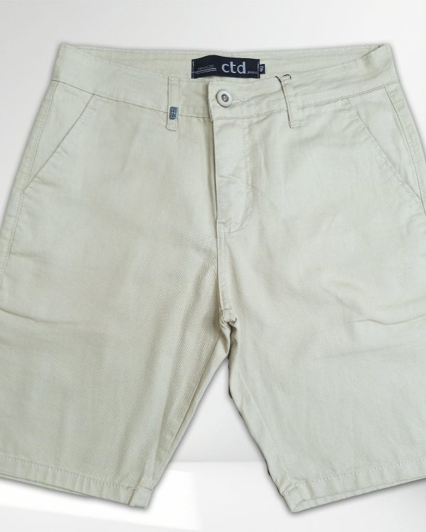 Bermuda Alfaiataria Masculina em Sarja Cor: Bege - Imagem 5