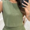 Regata Cropped Prega e Zíper Atrás Viscose Sarjada - Imagem 2