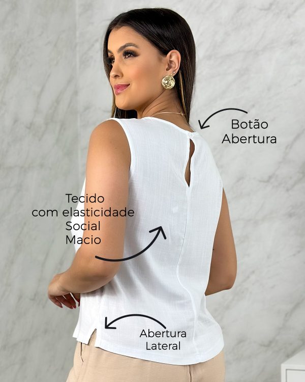 Blusa Regata Alça Larga Viscolinho Elástano - Imagem 3