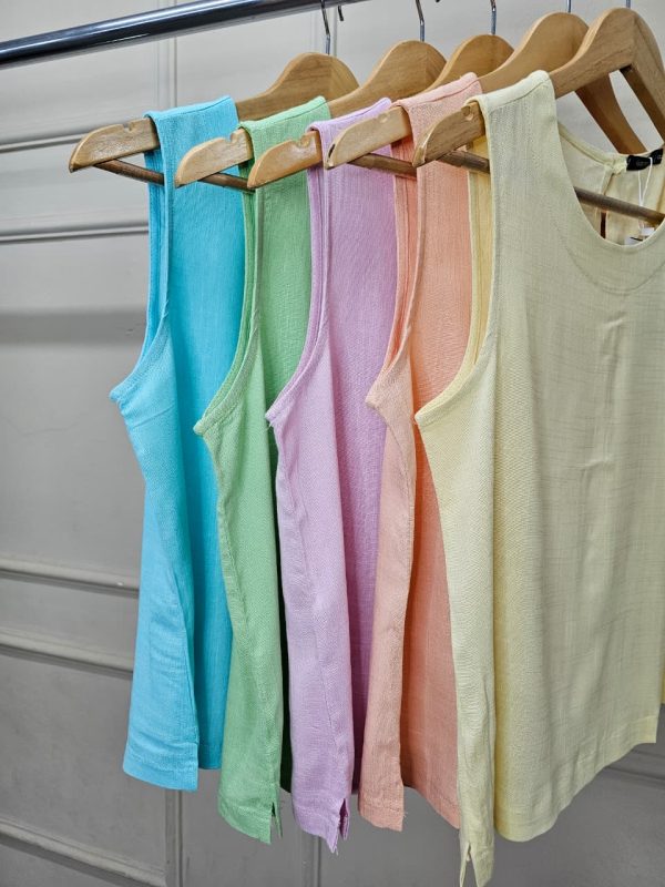 Blusa Regata Alça Larga Viscolinho Elástano - Imagem 5