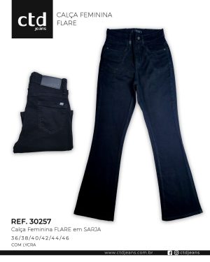 Calça Feminina Flare em Sarja com Lycra – Cintura Alta