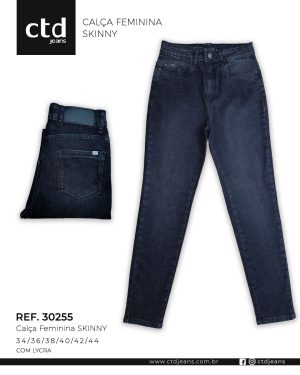 Calça Feminina Skinny em Jeans Preto com Lycra