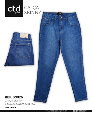 Calça Skinny Feminina com Lycra em Jeans Claro