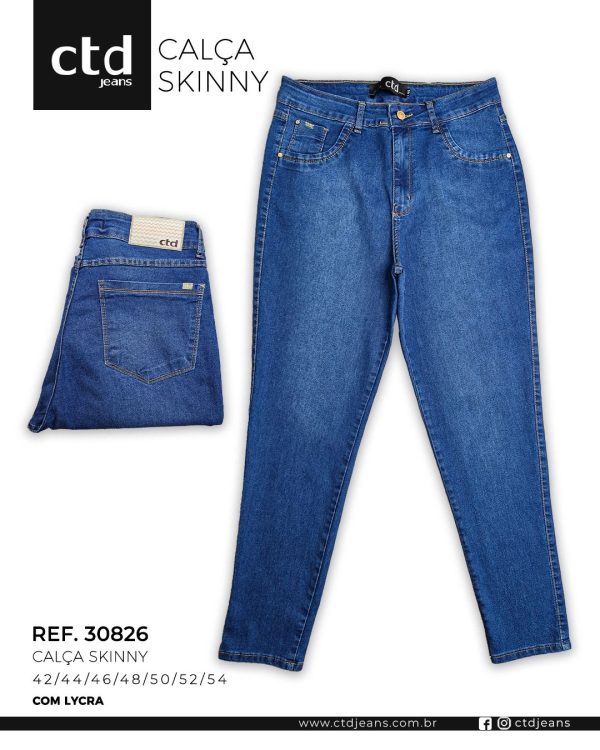 Calça Skinny Feminina com Lycra em Jeans Claro