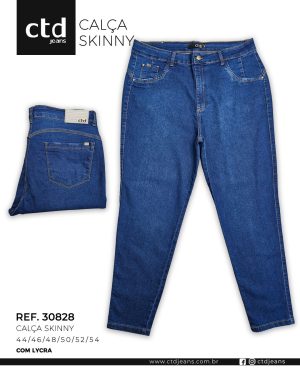 Calça Feminina Skinny com Lycra em Jeans Azul Médio