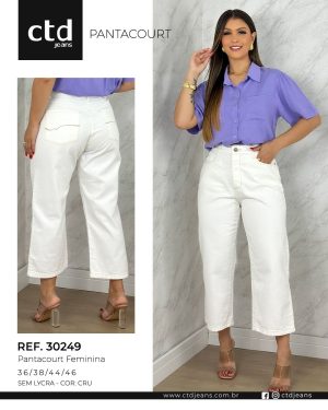 Calça Feminina Pantacourt em Brim Cru