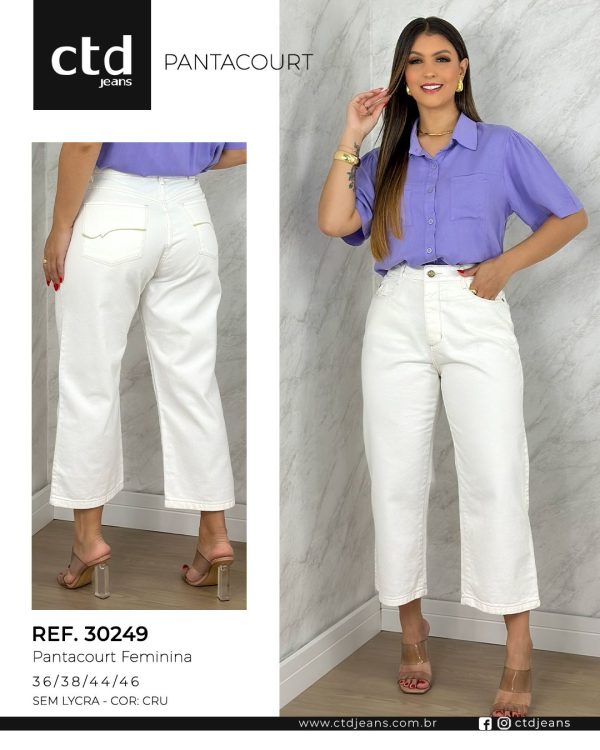 Calça Feminina Pantacourt em Brim Cru