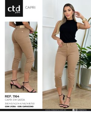 Calça Capri em Sarja com Lycra – Cor Capuccino