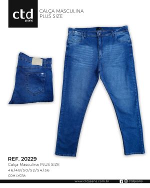 Calça Slim Masculina com Lycra Plus Size Azul Médio