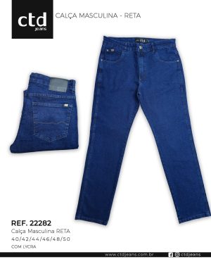 Calça Reta Masculina Jeans Azul Escuro